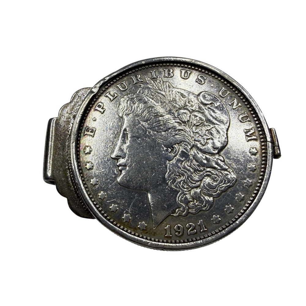 Vintage Anson Sterling Silver 1921 Morgan Dollar Coin Money Clip